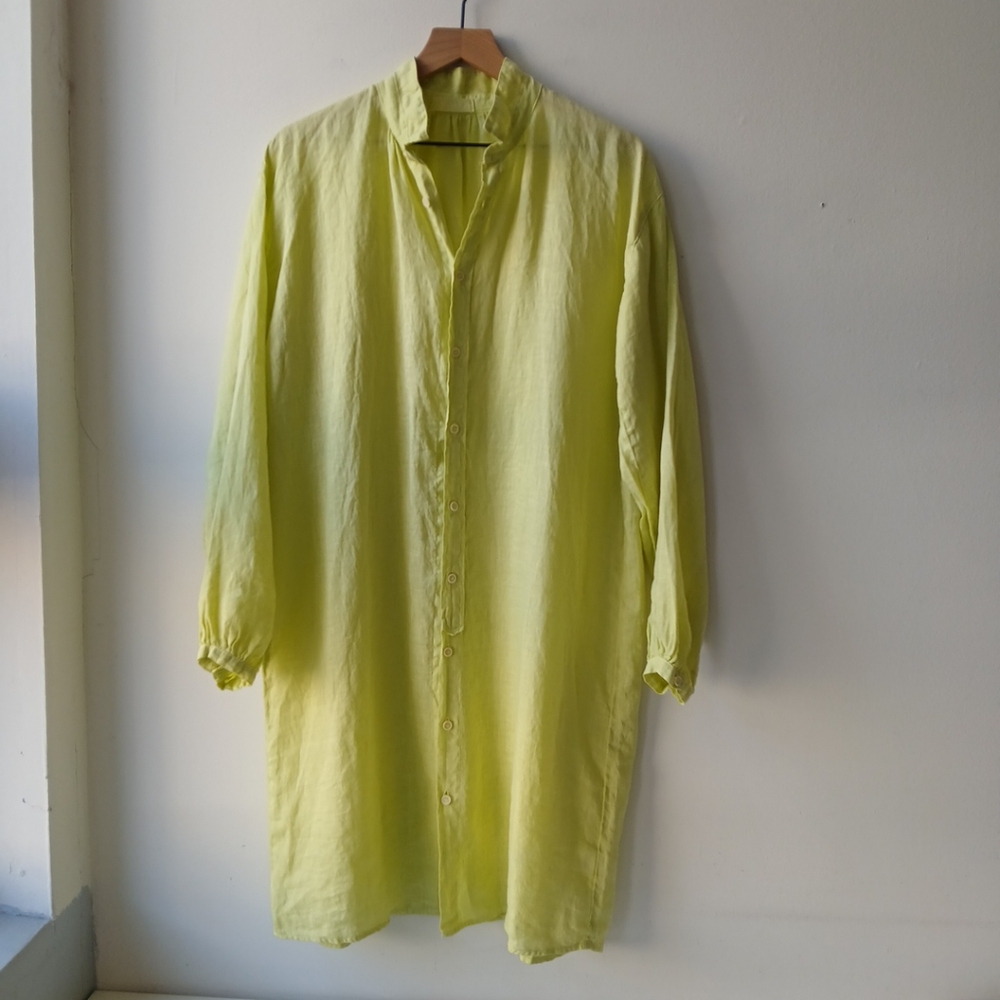 CP Shades 100% Linen Long Sleeve Shirt Dress Women's Small